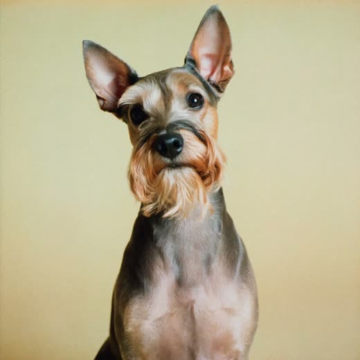 A freshly clipped miniature schnauzer sitting neatly